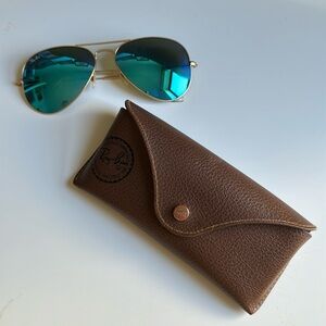 Blue and Gold Reflective Ray Ban Aviators